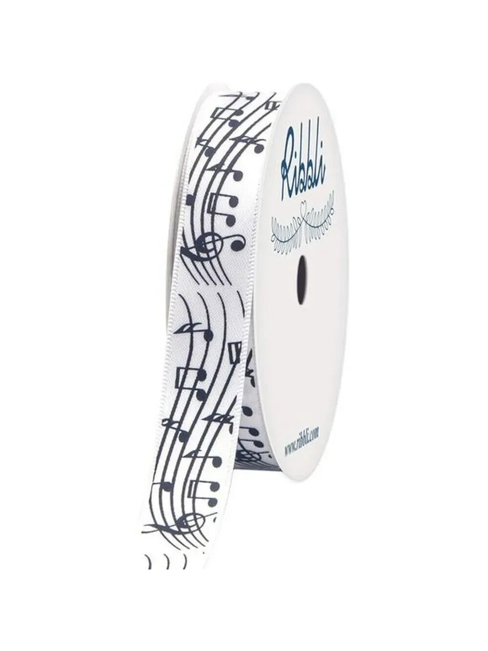 White Black Musical Notes Satin Ribbon 5 8 Inch x 10 Yards for Crafts Wrapping